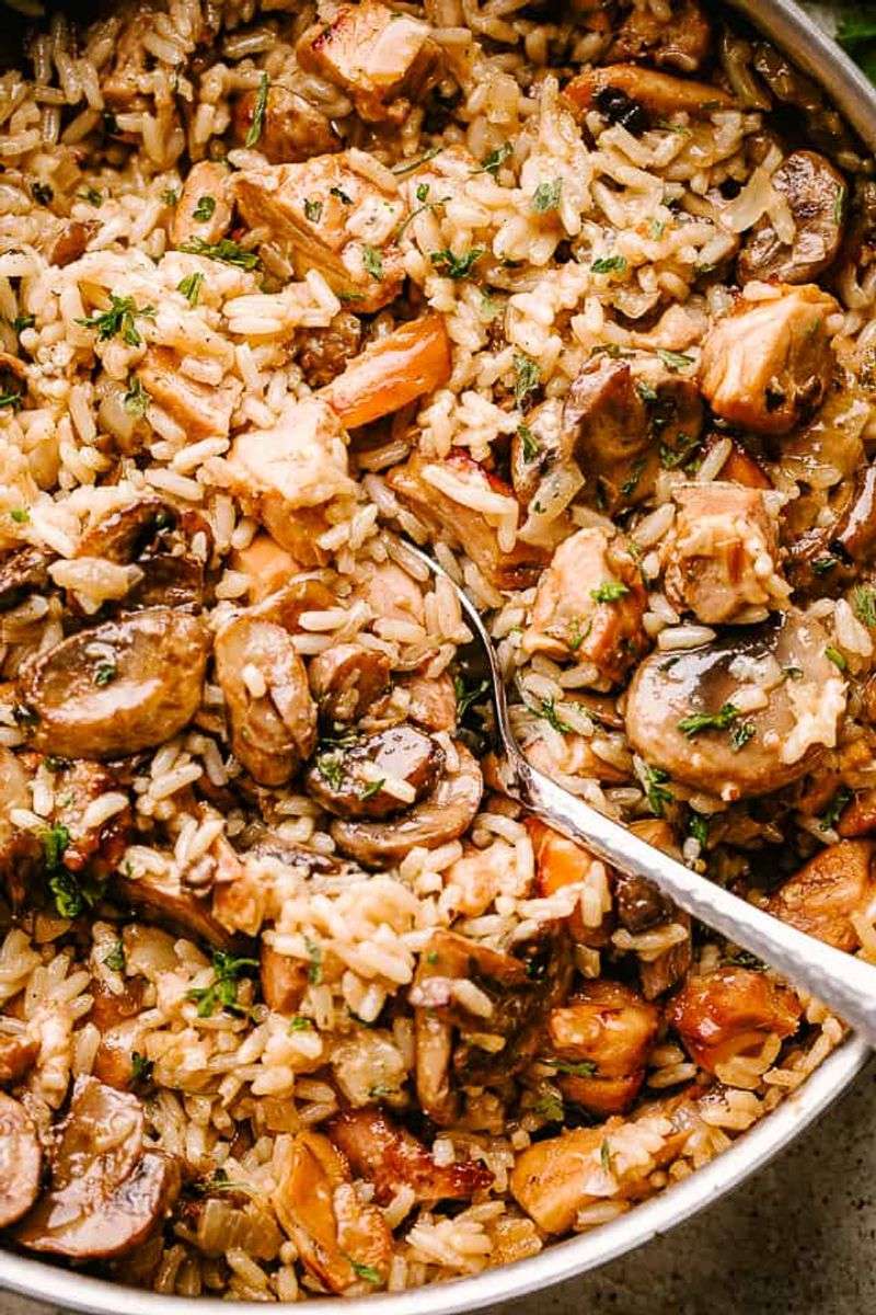 Garlic Mushroom Chicken with Basmati Rice