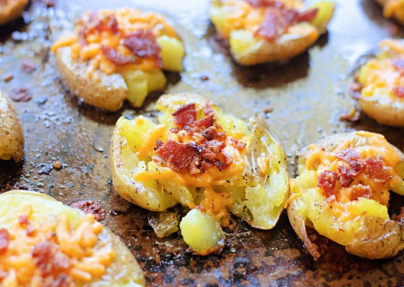 Cheesy Bacon Smashed Potatoes