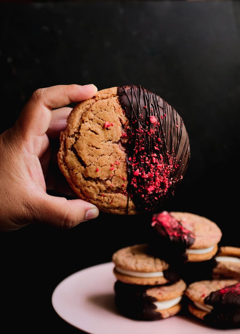 Strawberry Nutella Sandwich Cookies