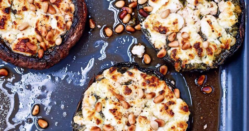 Goat Cheese and Pesto Stuffed Portobello Mushrooms