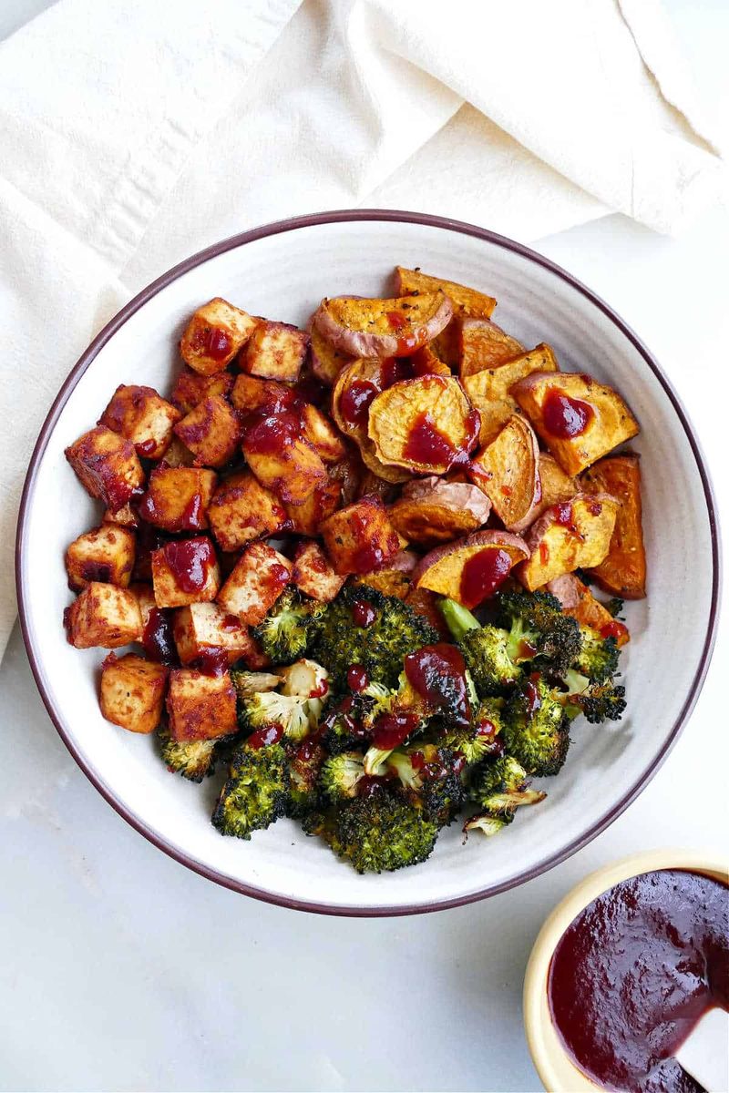 BBQ Tofu with Sweet Potatoes