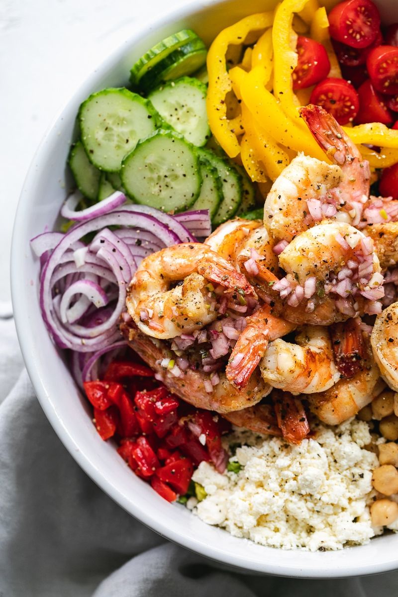 Greek Salad with Grilled Shrimp