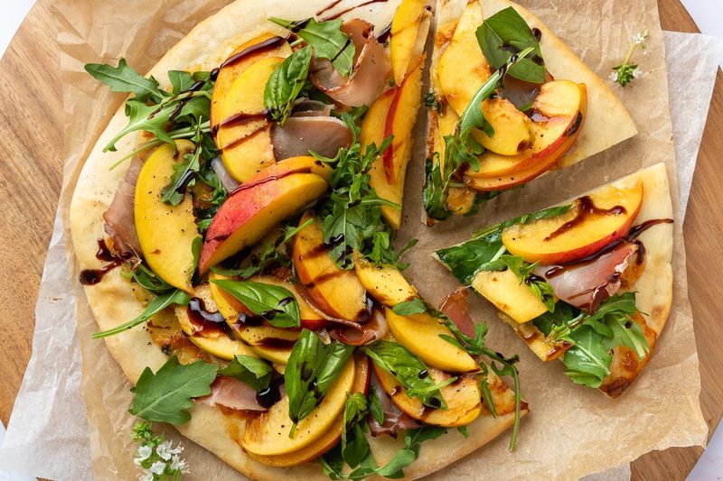 Peach and Prosciutto Pizza