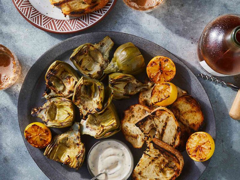 Grilled Artichokes with Garlic Aioli