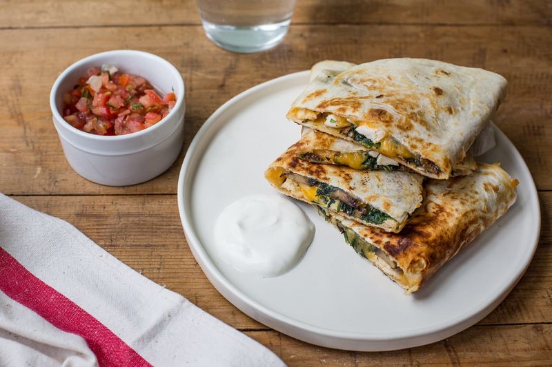 Spinach and Mushroom Quesadilla