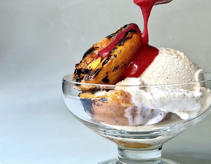 Grilled Peach Melba