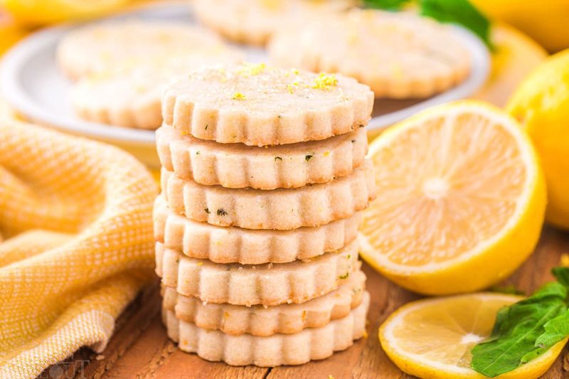 Lemon Basil Shortbread Cookies