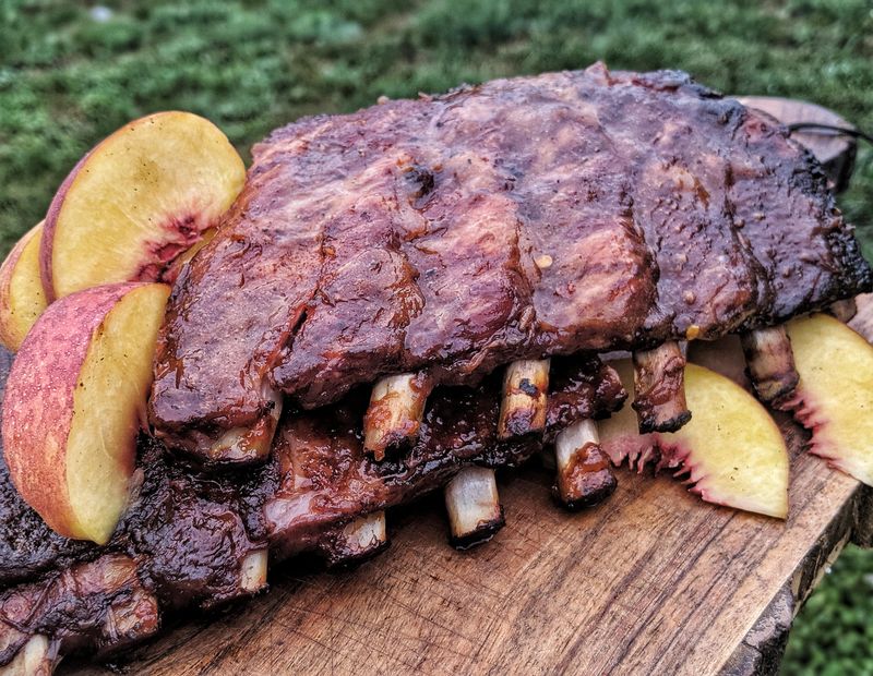 Peach Bourbon BBQ Ribs