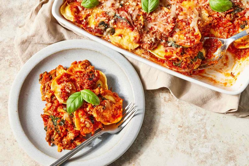 Ravioli and Spinach Casserole