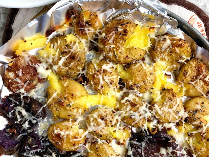 Truffle Oil Smashed Potatoes