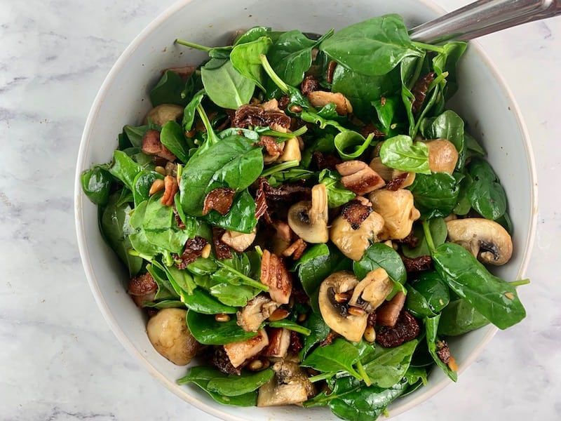 Warm Spinach and Mushroom Salad