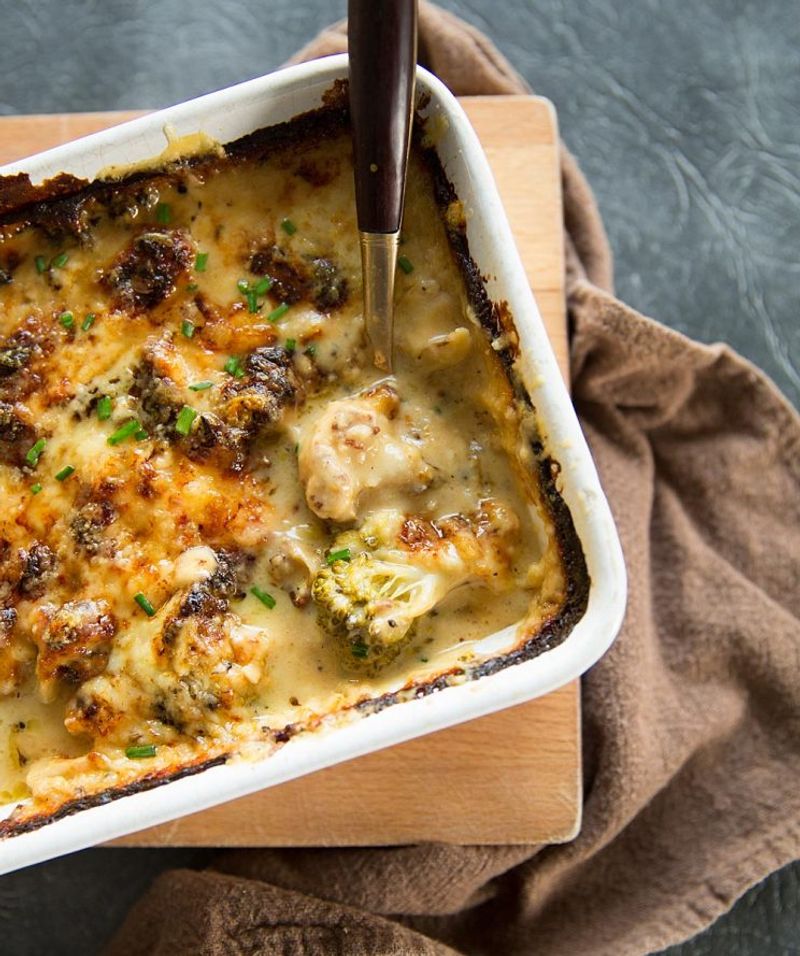 Truffle Oil Cauliflower Broccoli Casserole