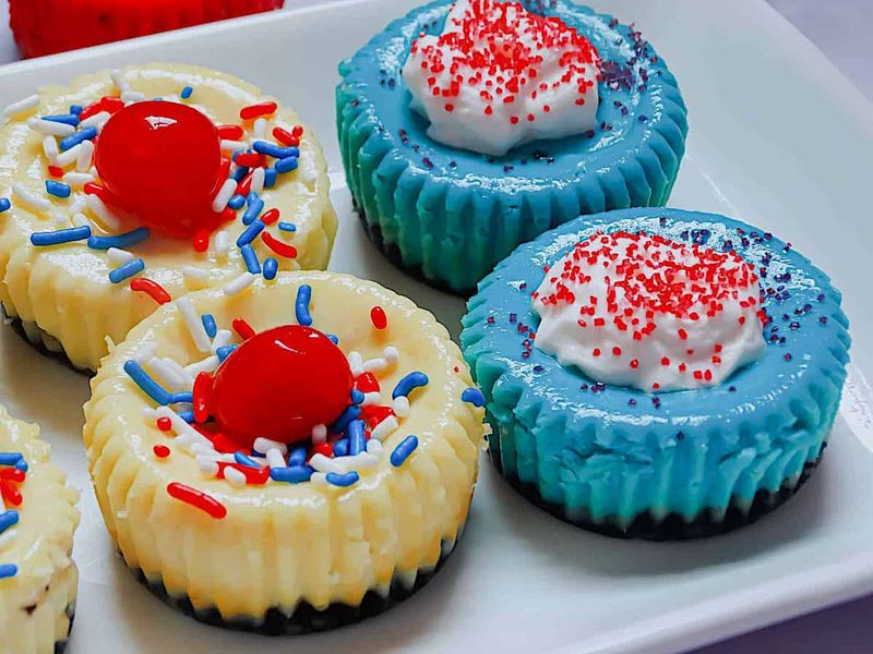Patriotic Cherry Cheesecake Bites