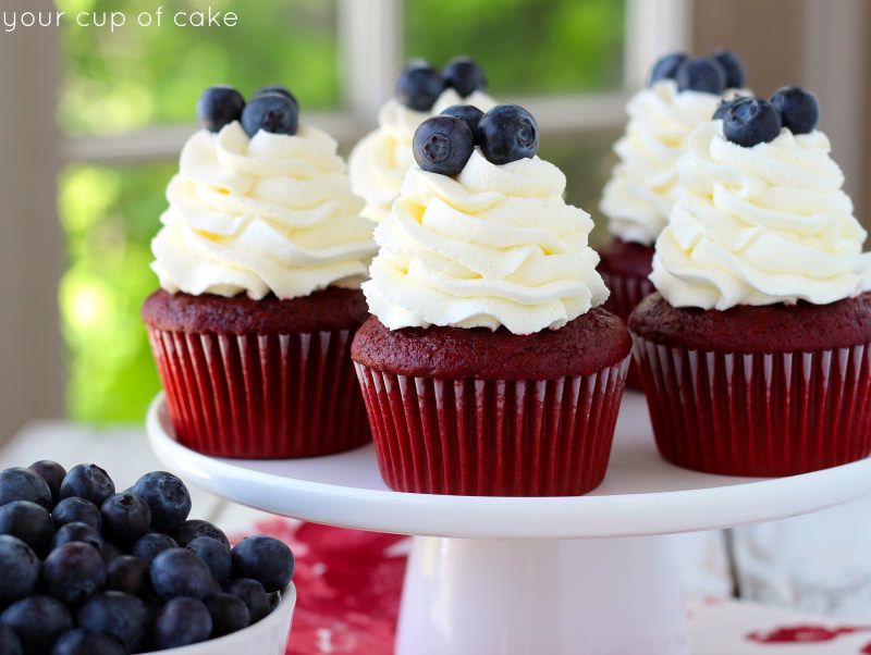 Red, White, and Blueberry Cupcakes