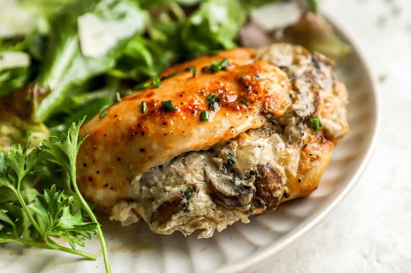 Spinach and Mushroom Stuffed Chicken Breast
