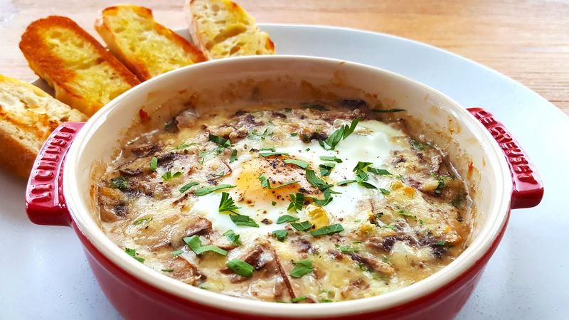 Mushroom Soup Baked Eggs