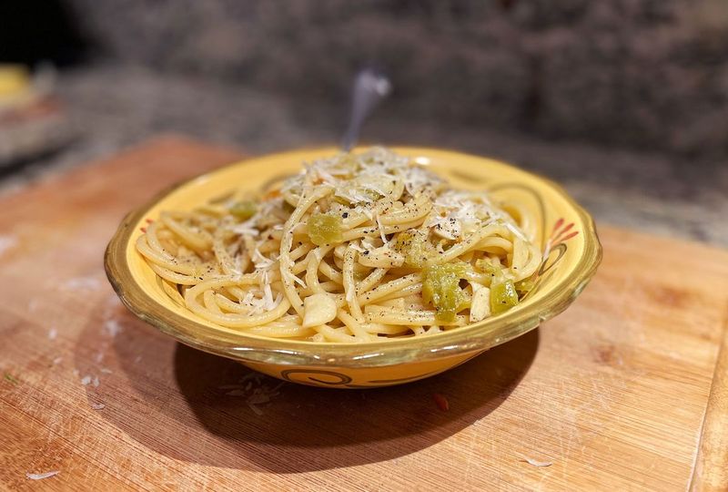 New Mexico: Green Chile Pasta at El Pinto, Albuquerque
