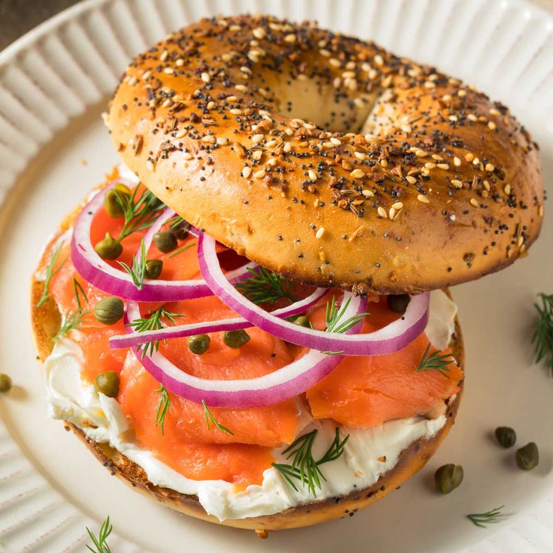 Bagel with Cream Cheese and Smoked Salmon