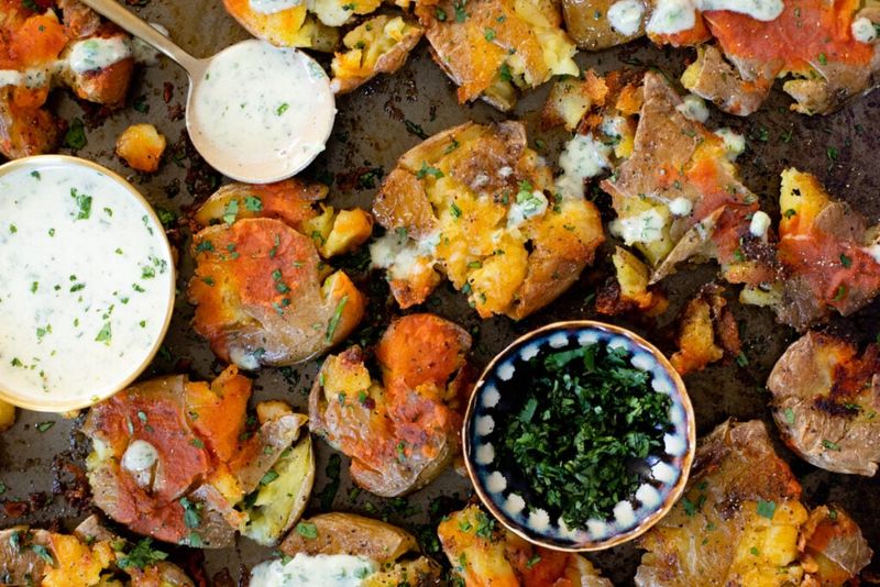Buffalo Ranch Smashed Potatoes