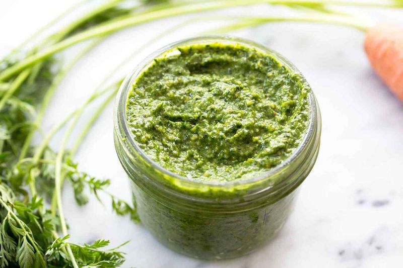 Carrot Top and Cashew Pesto