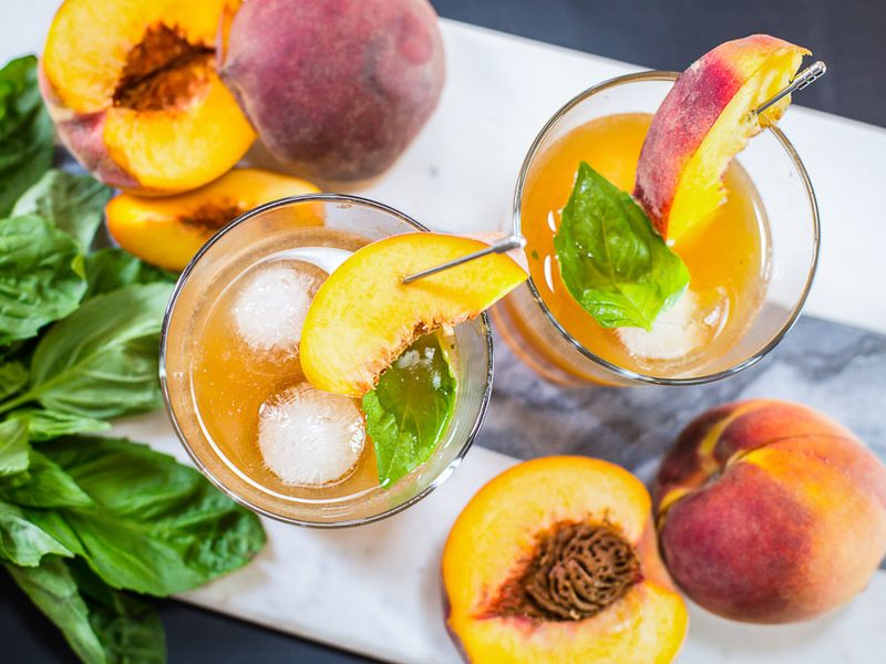 Peach Basil Cocktail