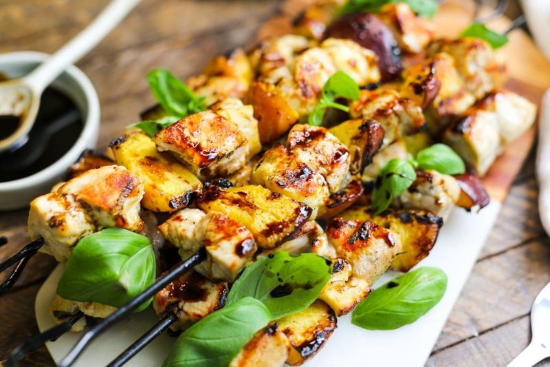 Peach and Chicken Skewers