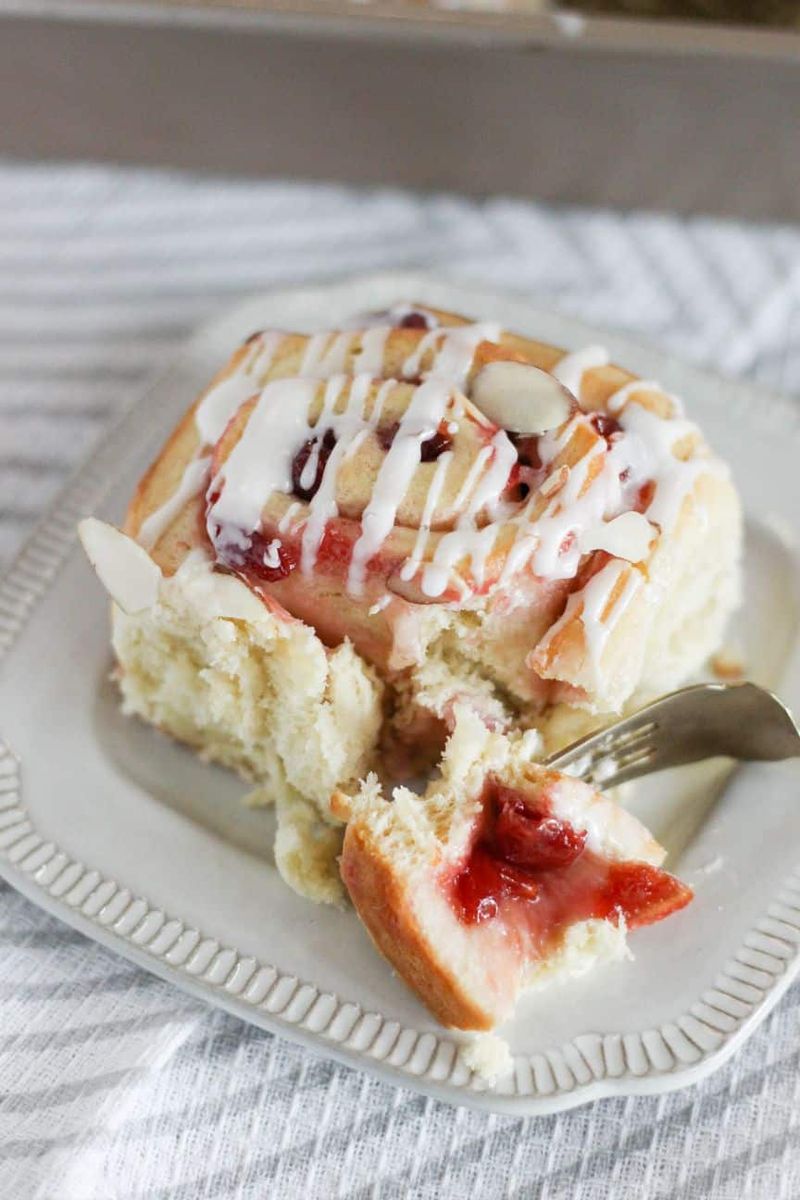 Cherry Almond Cinnamon Roll