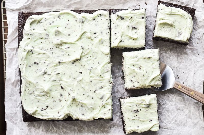 Mint Chocolate Chip Sheet Cake