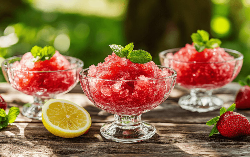 Strawberry Basil Granita