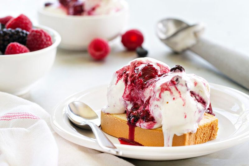 Vanilla Bean Ice Cream with Berry Compote