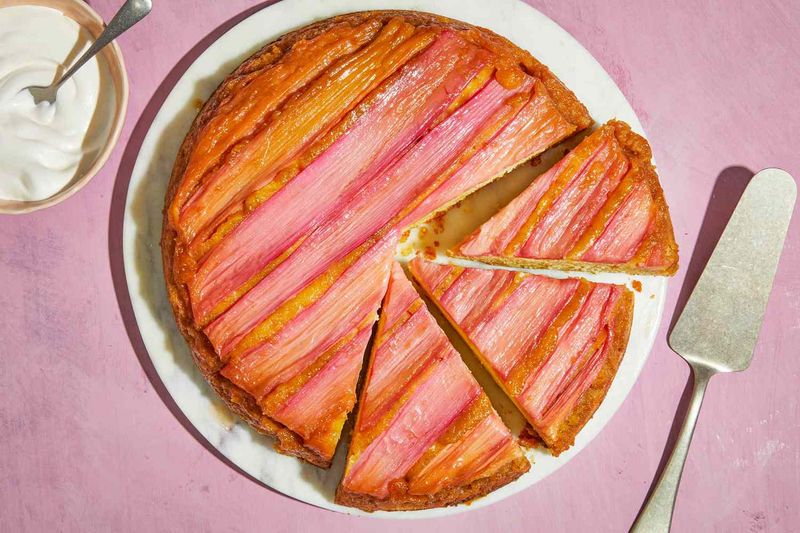 Rhubarb Vanilla Upside-Down Cake