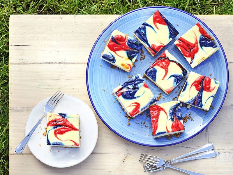 Red, White & Blue Cheesecake Bars