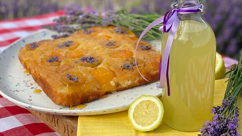 Apricot Lavender Upside-Down Cake