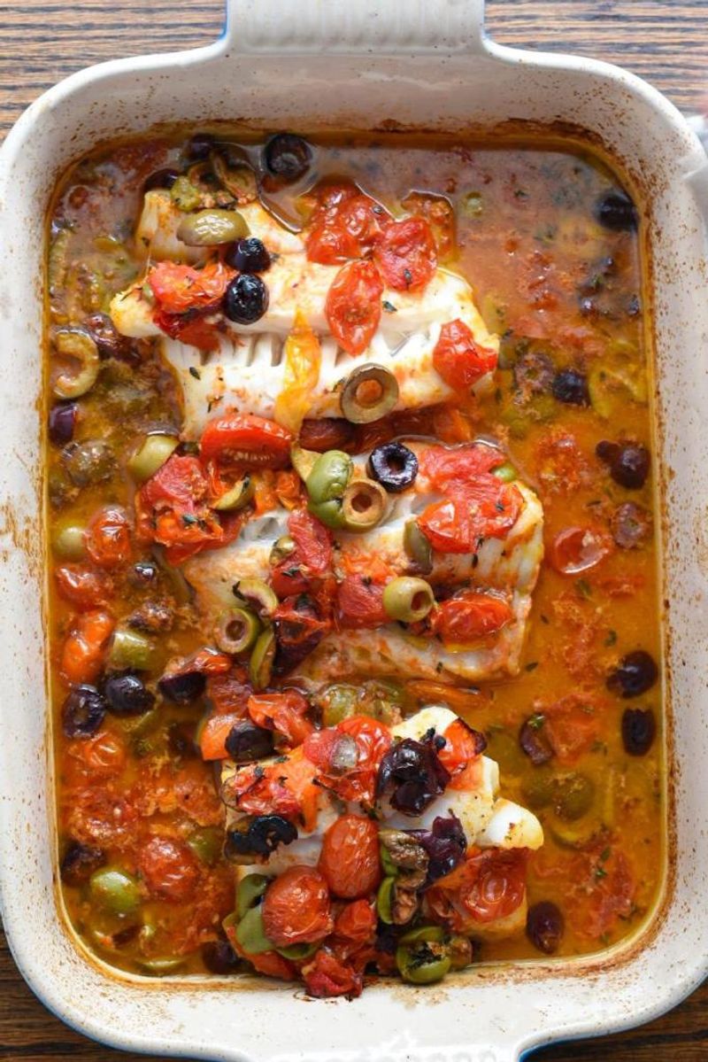 Baked Cod with Tomatoes and Olives