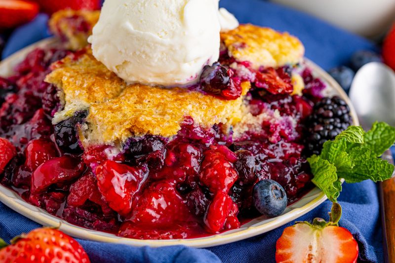 Berry Cobbler with Ice Cream