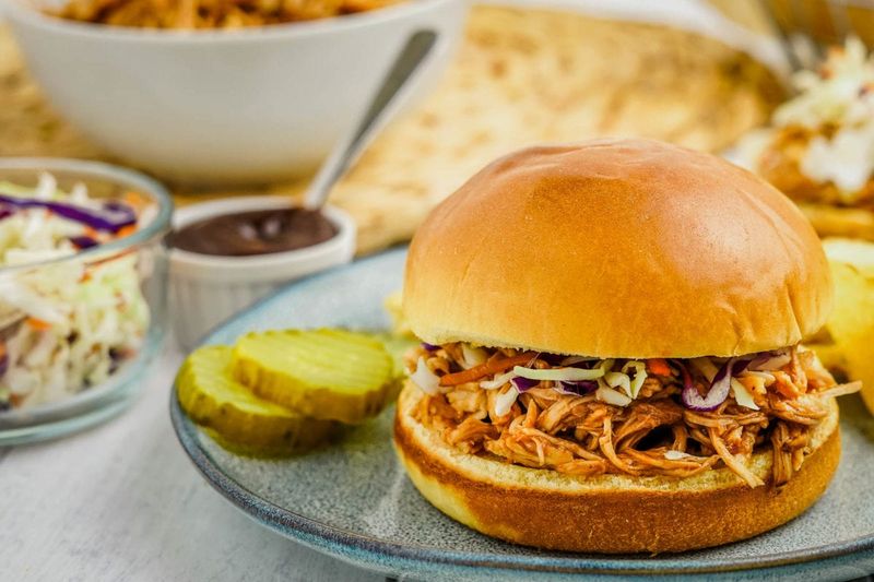 Slow Cooker Pulled Chicken Sandwiches