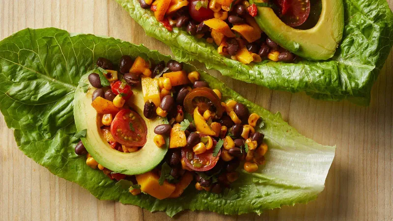 Sweet Potato and Black Bean Lettuce Wraps