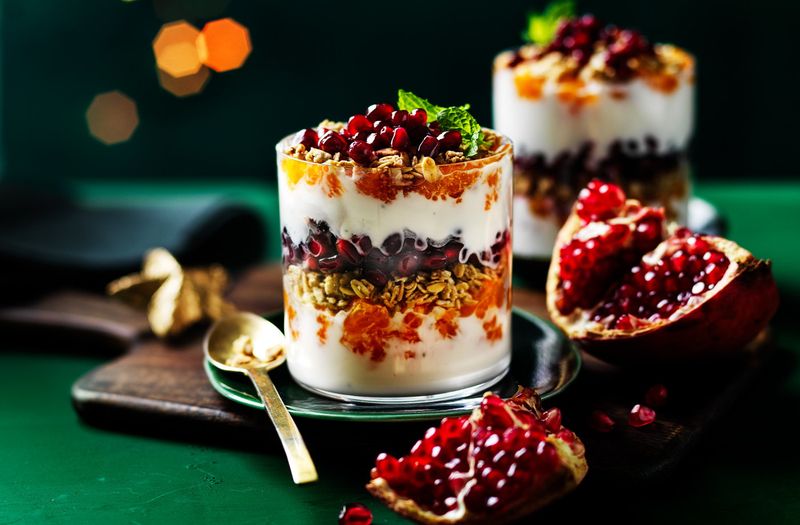 Greek Yogurt Parfait with Granola and Pomegranate