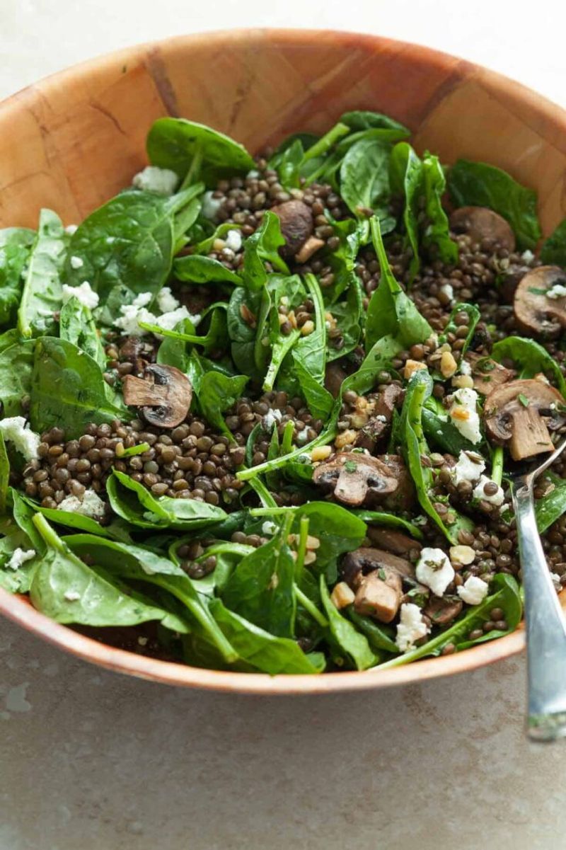 Warm Lentil and Spinach Salad