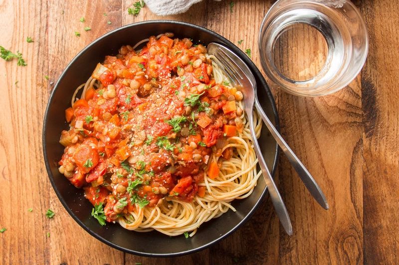 Lentil Bolognese Spaghetti