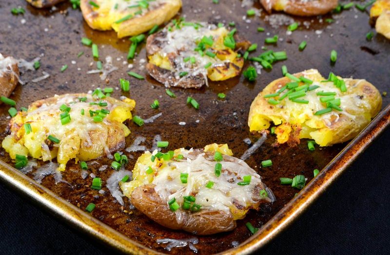 Smashed Potatoes with Chive Butter
