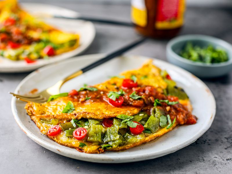 Vibrant Green Chile Omelette