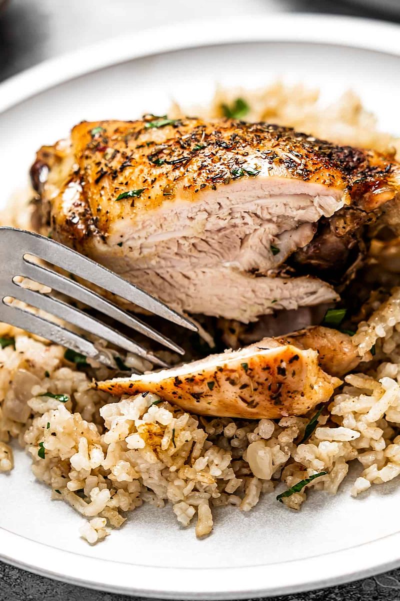 Garlic Butter Chicken with Rice Pilaf