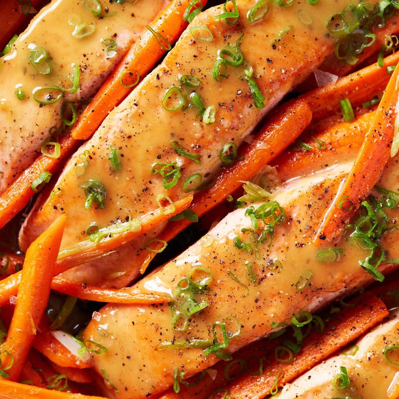 Mustard Glazed Salmon and Carrots