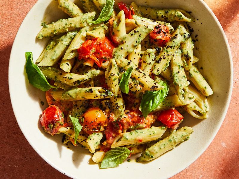 Pesto Pasta with Cherry Tomatoes