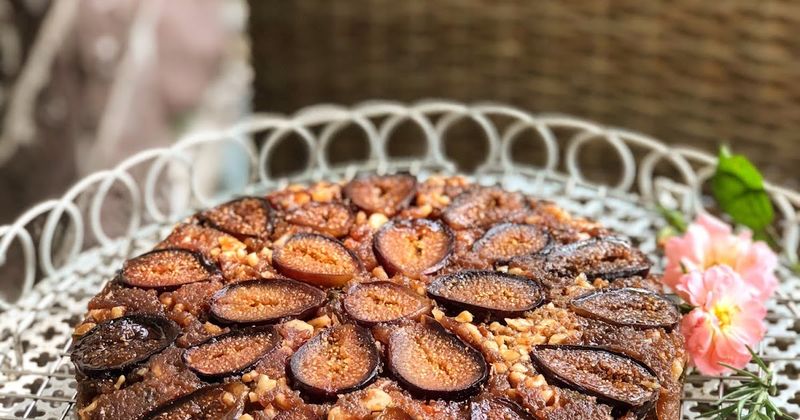 Fig Walnut Upside-Down Cake