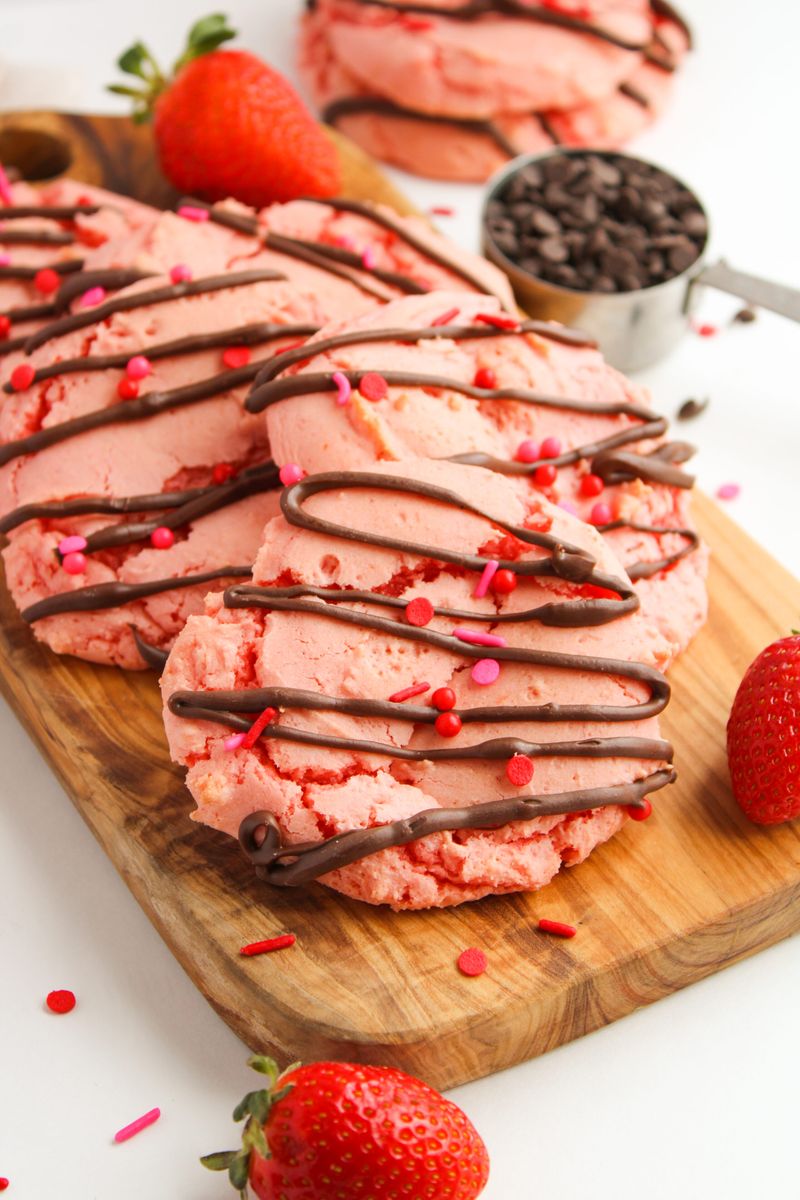 Strawberry Chocolate Drizzle Cookies