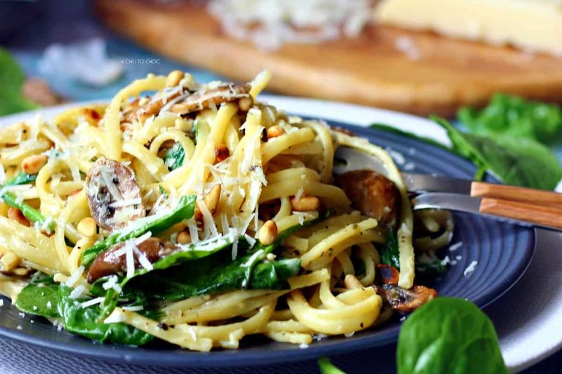 Mushroom and Spinach Spaghetti