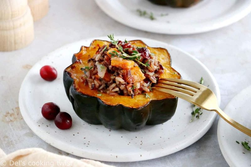 Stuffed Acorn Squash with Wild Rice
