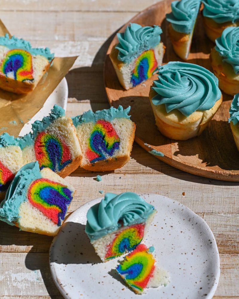 Rainbow Surprise Cupcakes